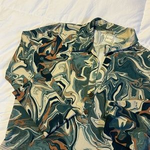 Tie-Dye Marbled Long-Sleeve Crop Top